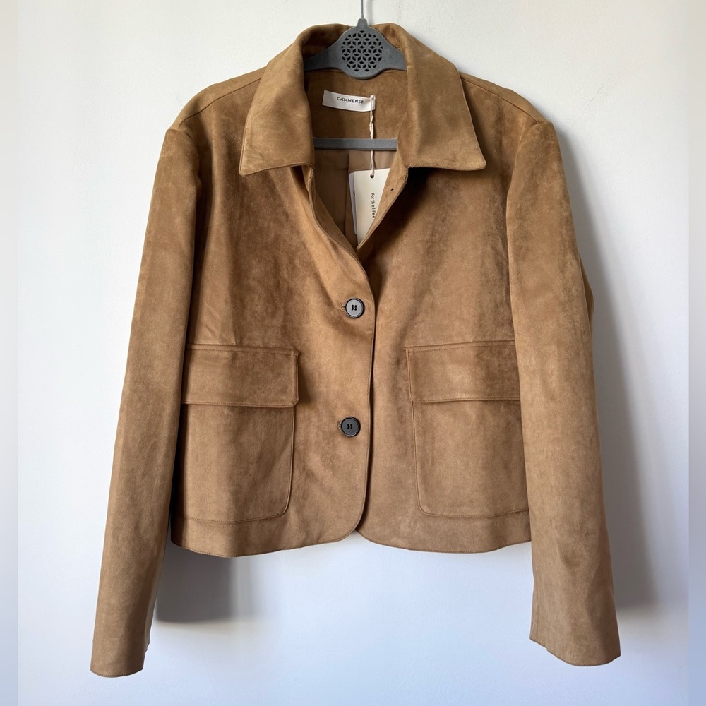 Commense Suede Effect Soft Button Lapel Jacket - … - image 1